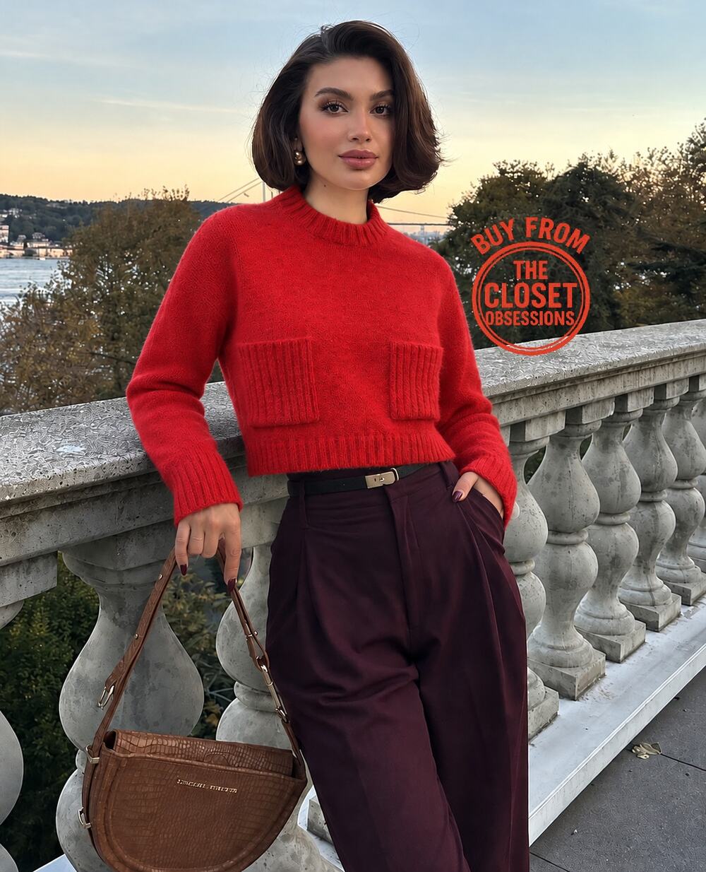 Zara NWT Red Cropped Wool Alpaca Blend Sweater M L